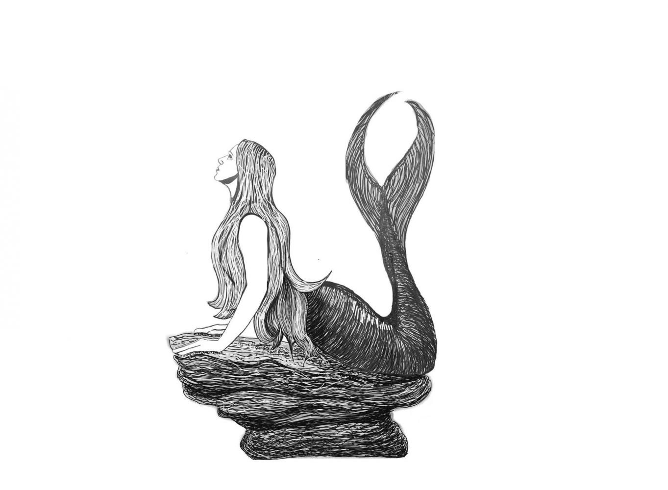 Initial drawing of the willow mermaid